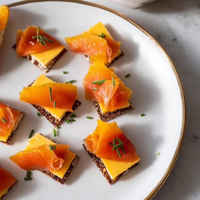 Bright orange bands of apricots and Gouda create this artful Serengeti Sunset appetizer; a visually rich experience.