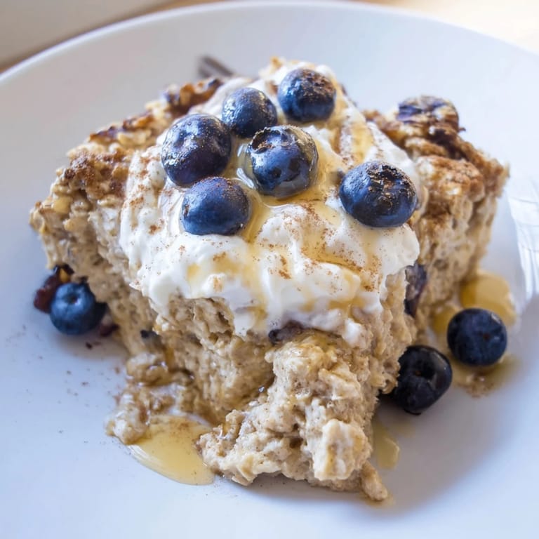 A close-up shot of perfectly cooked Protein Pancake Oats, smelling of cinnamon and vanilla, yum!