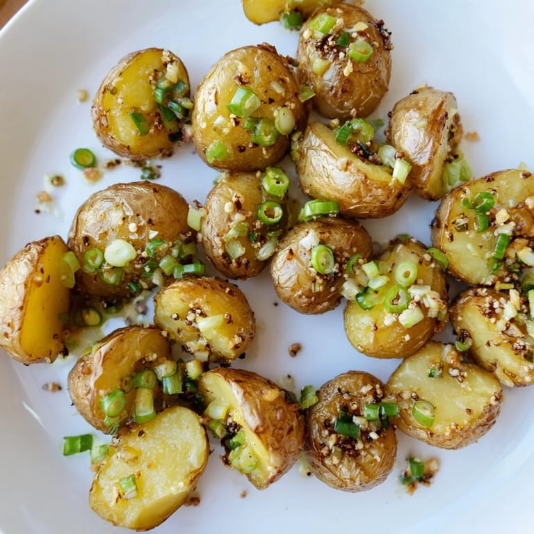 Beautifully browned Smashed Green Onion Potato Bombs, a vegetarian side dish perfect for sharing at dinner.