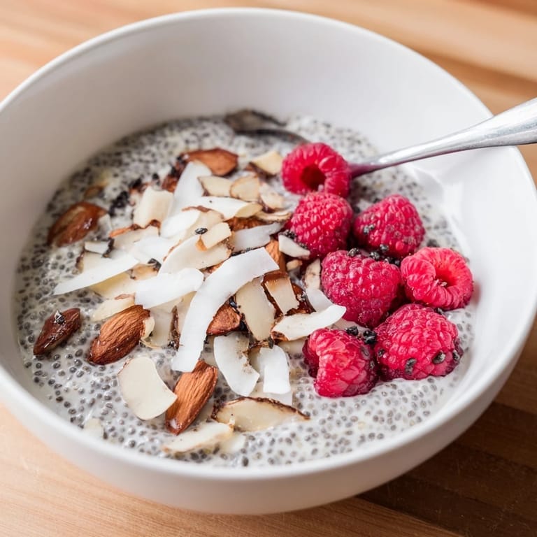 Thick, chilled Poppy Seed Chia Pudding with vibrant blueberries and crunchy almonds on top.
