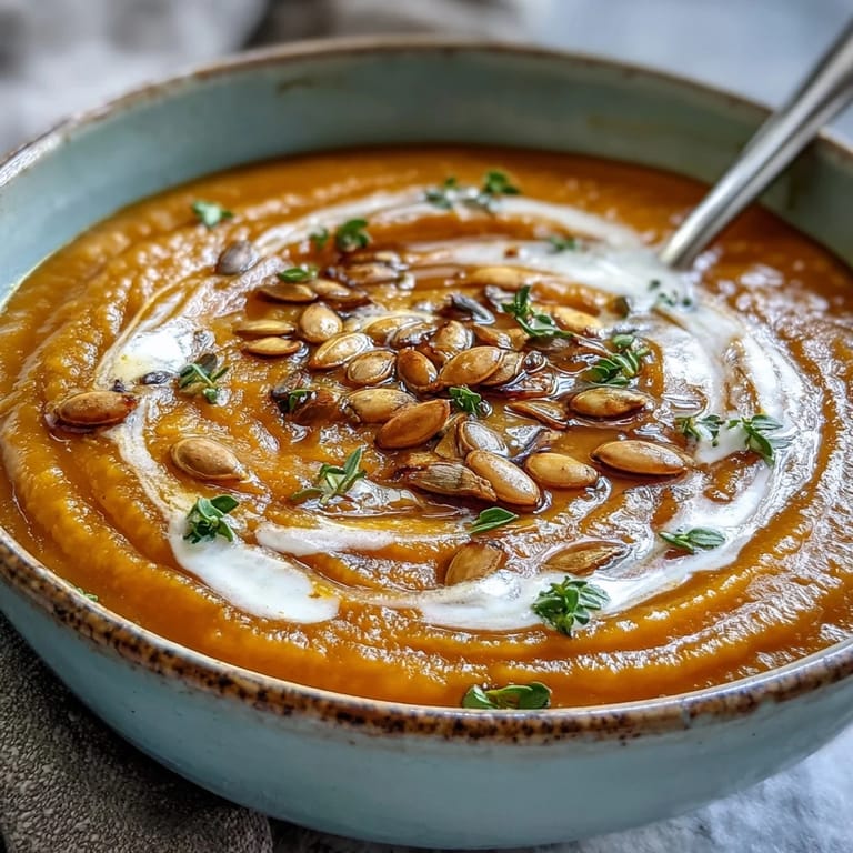 Roasted butternut squash cubes simmering in a pot for Easy Roasted Butternut Squash Soup, fall cooking.