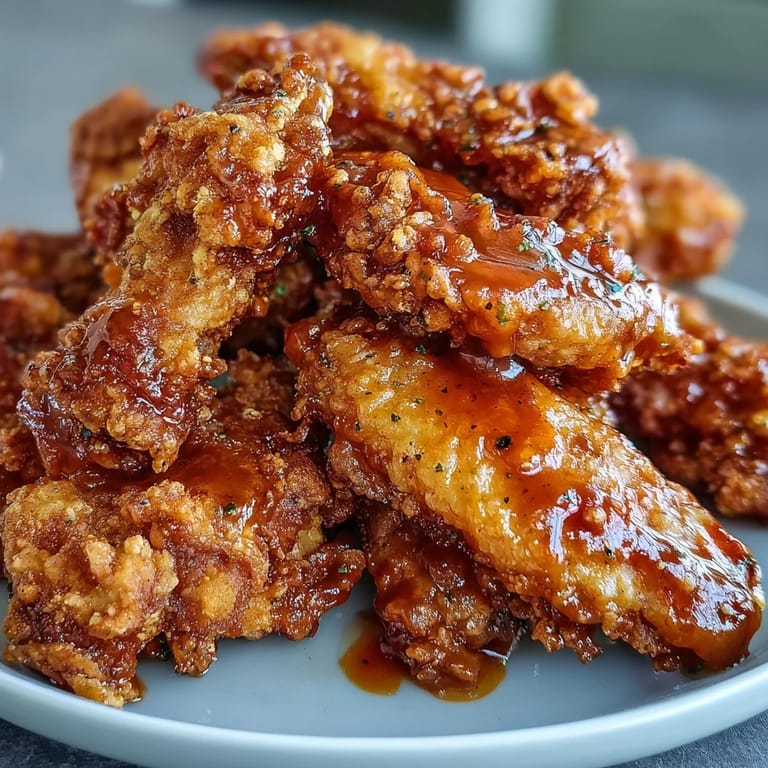 Fried Chicken Wings with Thai sweet chili glaze and lime, garnished with fresh scallions on a plate.