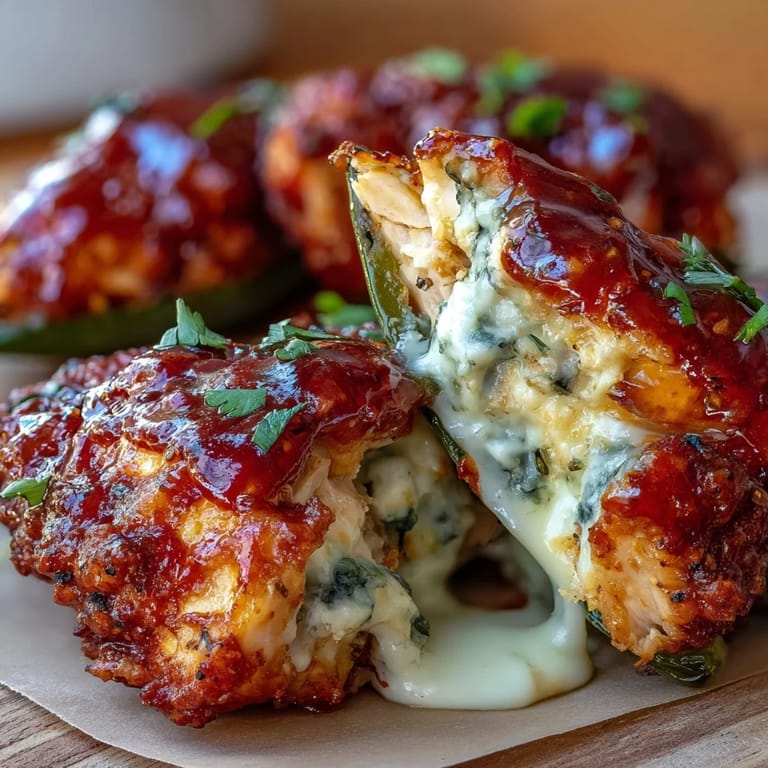 Golden, bubbling Buffalo Wing Poppers fresh from the oven, with melted cheese and savory shredded chicken filling on a serving tray.  