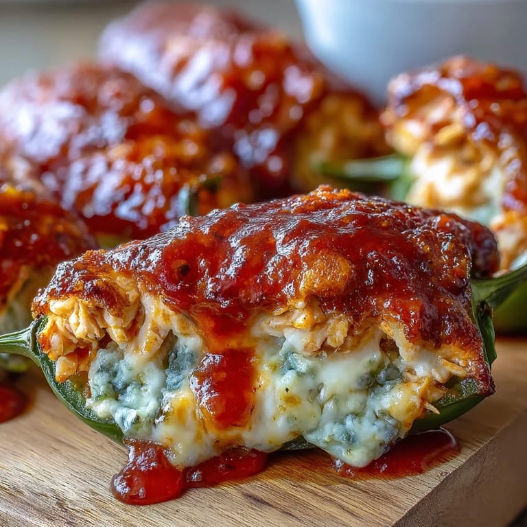 Platter of spicy Buffalo Wing Poppers, stuffed with jalapeños and tangy buffalo sauce, ready for game day snacking.