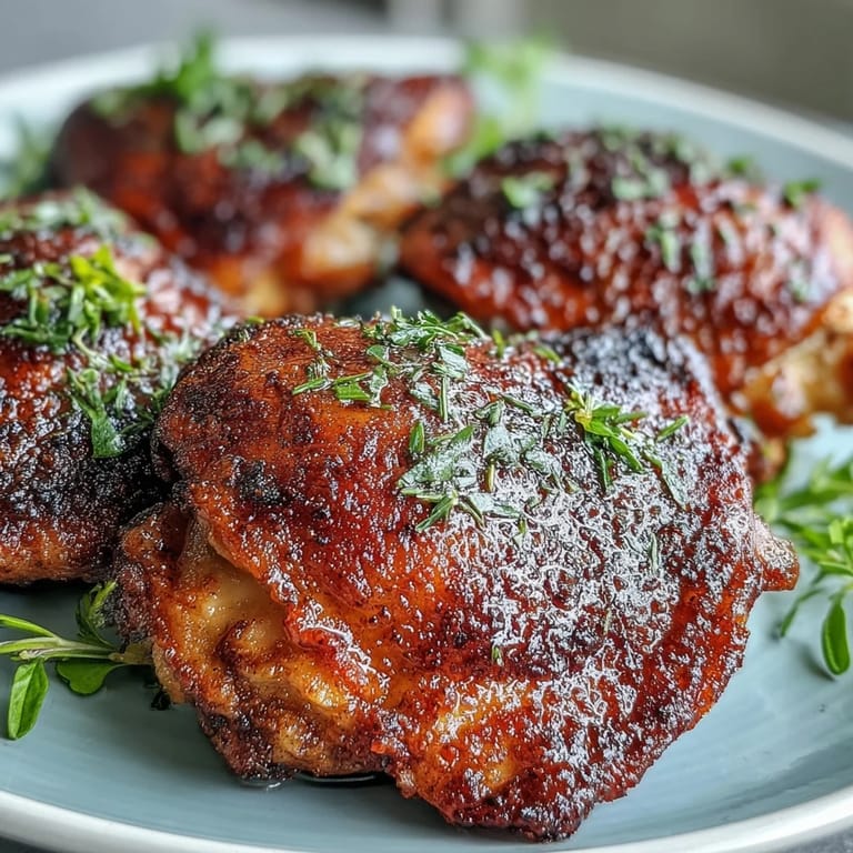 Succulent dark meat with smoky paprika seasoning is garnished with fresh parsley and lemon wedges.