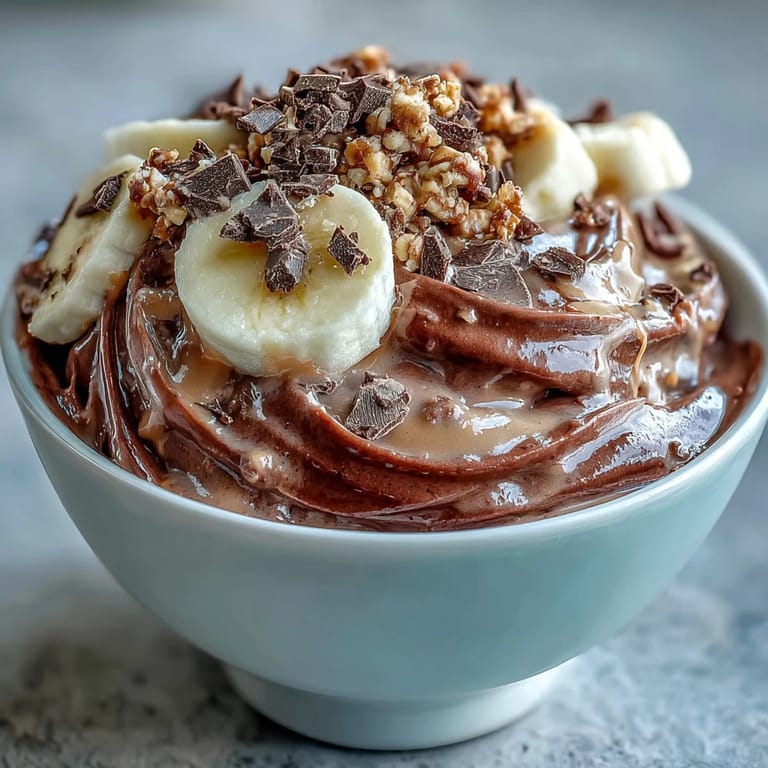 Ultra-creamy Chocolate Peanut Butter Smoothie Bowls in a bowl, ready to enjoy for breakfast.
