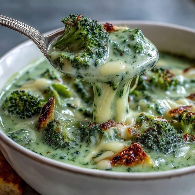 Hearty and creamy broccoli cheddar soup with Greek yogurt, featuring tender broccoli florets and a rich cheesy flavor.