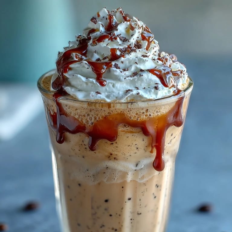 Refreshing homemade vanilla frappuccino with rich vanilla flavor and energizing cold brew ice cubes.  