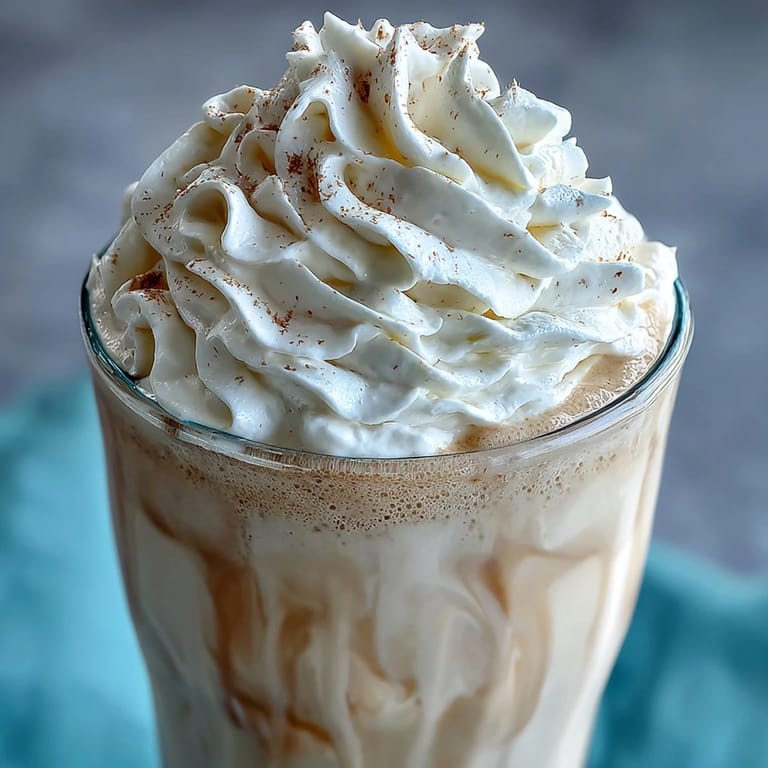 A high-protein vanilla bean frappuccino made with Greek yogurt and almond milk, perfect for a quick breakfast or post-workout boost.