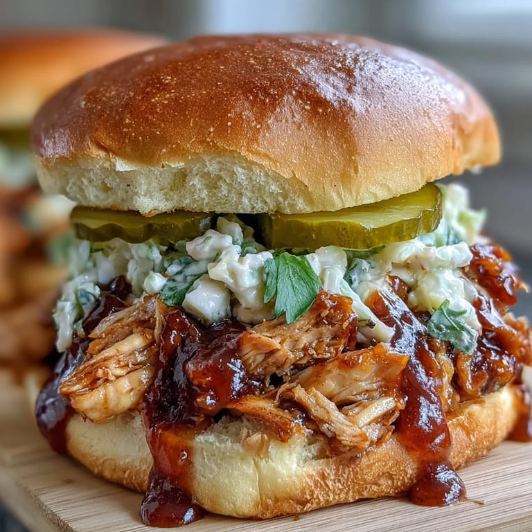 Mouthwatering BBQ pulled chicken sliders with sweet and tangy sauce, perfect for parties and casual gatherings.