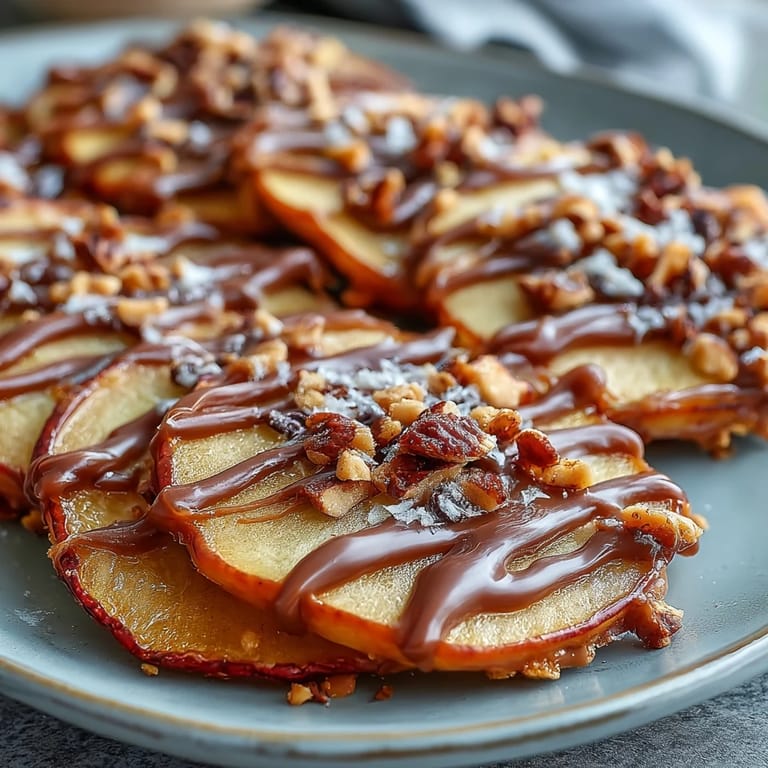 Golden apple slices dipped in rich caramel, drizzled with warm peanut butter, and sprinkled with crunchy peanuts for a sweet, satisfying treat.