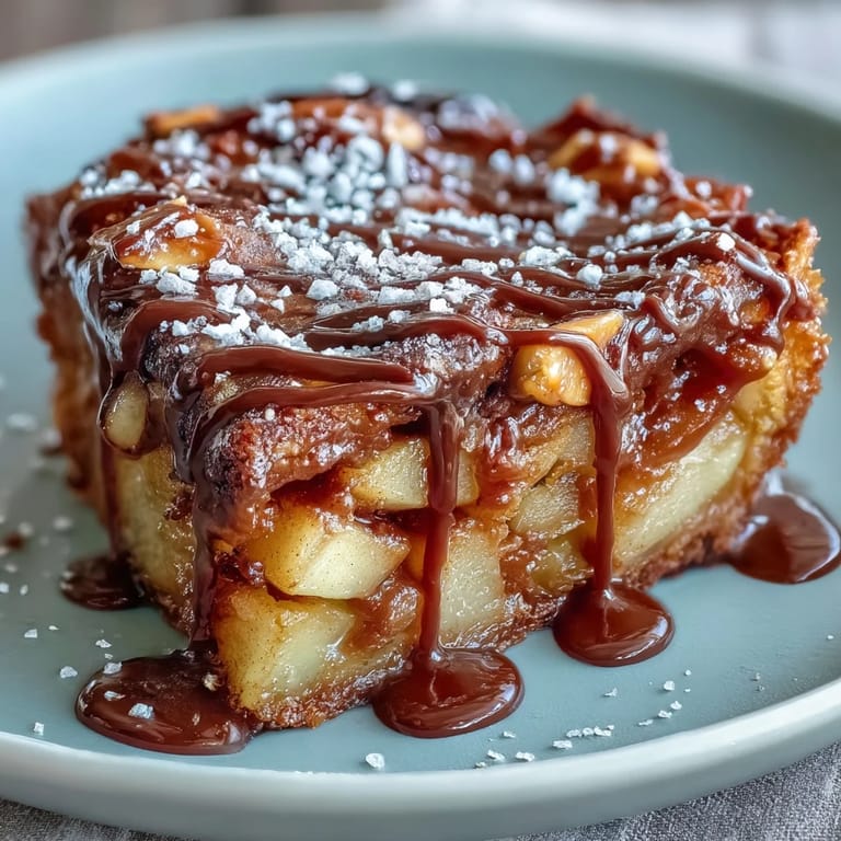 Enjoy these caramel apple slices drizzled with chocolate, garnished with nuts and sea salt for a perfect balance of flavors.