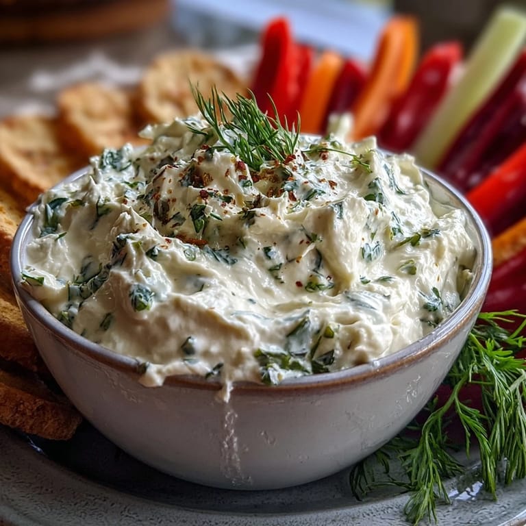 Light and tangy whipped cottage cheese ranch dip surrounded by crisp carrots, celery, and bell peppers.