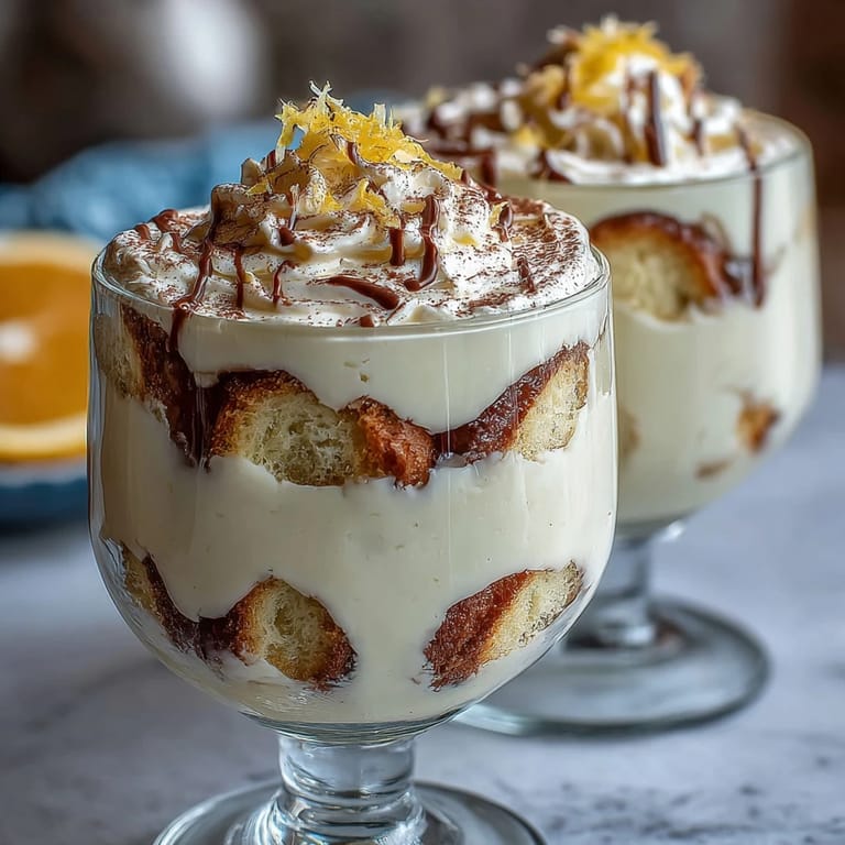 Individual limoncello tiramisu cups layered with delicate ladyfingers, mascarpone cream, and bright citrus flavor.
