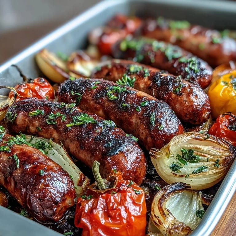 One-pan sausage and peppers dinner with tender vegetables and savory sausage, perfect for a satisfying weeknight meal.