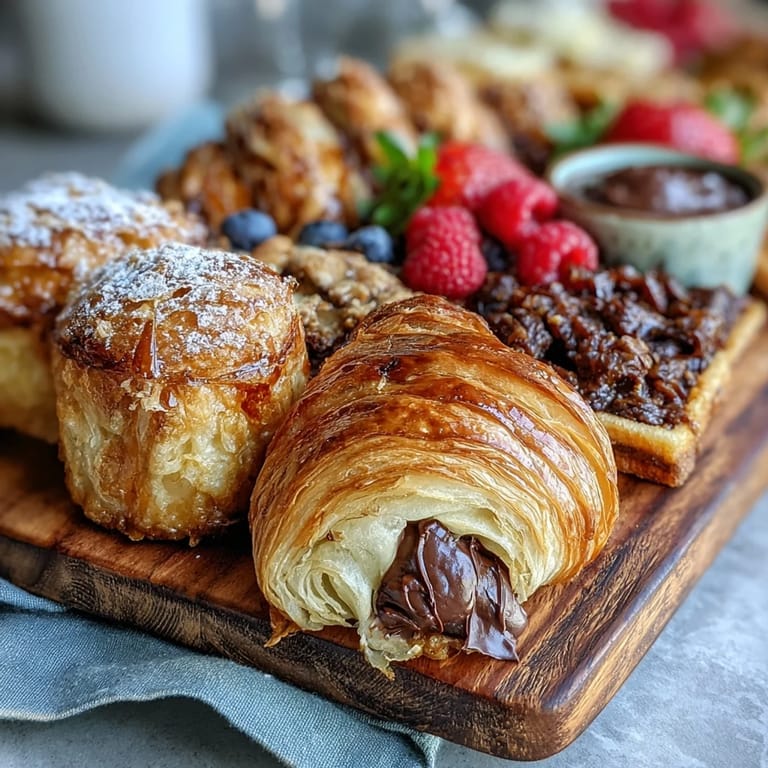 Charming Mothers Day brunch spread with pastries, seasonal fruit, and sparkling mimosas, beautifully arranged for a delightful start.