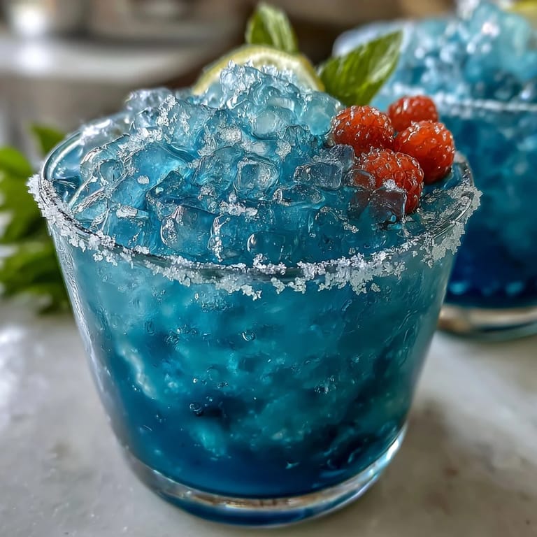 Refreshing blue raspberry lemonade slushie, icy and tangy, perfect for summer parties or cooling off on a hot afternoon.
