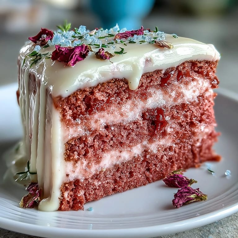 A pink rosé velvet cake, perfectly frosted, ready for a celebratory bridal shower.