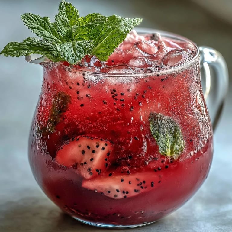 Enjoy this colorful Dragon Fruit Lemonade with Chia Seeds, lightly sweetened and chilled.