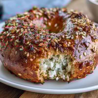 High-protein Greek yogurt bagels topped with everything seasoning, baked golden and chewy, perfect for a healthy breakfast or snack.