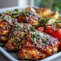 Spring Dinner Sheet Pan Chicken with Zucchini and Cherry Tomatoes, juicy chicken breasts baked with tender zucchini and sweet cherry tomatoes, seasoned with Italian herbs and fresh lemon.
