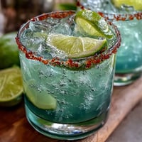 Cinco de Mayo Margarita Mocktail with Lime and Salt Rim in a festive glass, garnished with lime and mint.